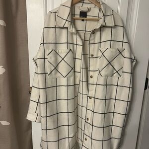 Reitmans  Cream and Black Checkered Shacket